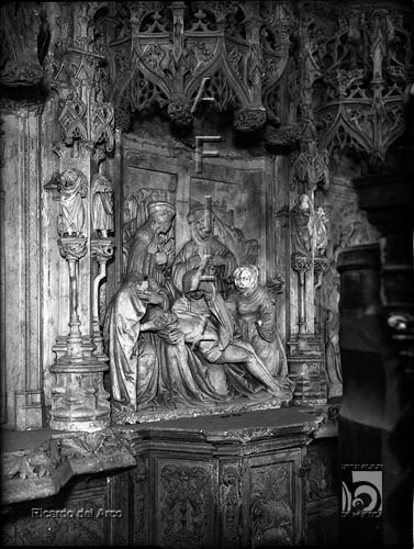 La catedral. Retablo de Montearagón. Escena de la Piedad. Ricardo del Arco y Garay. Huesca